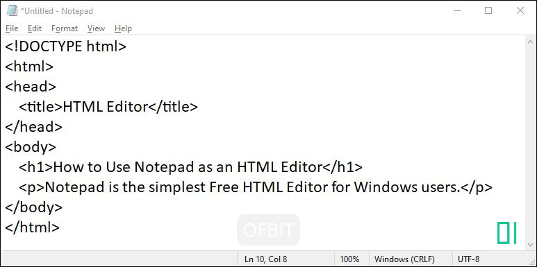 Notepad Free HTML Editor - OFBIT.ORG