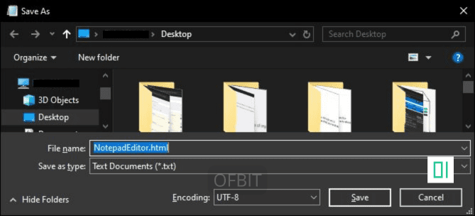 Save As Notepad HTML Editor - OFBIT.ORG