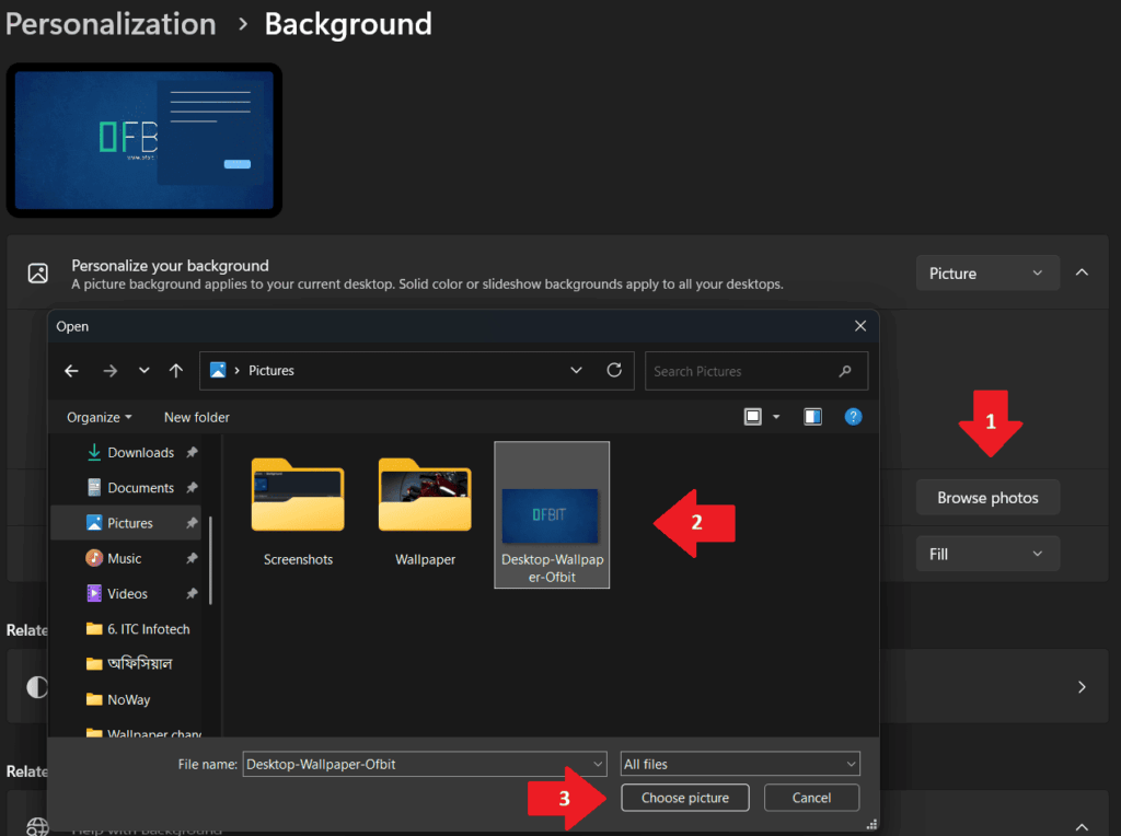 How do I Change Desktop Picture - Pick an Image to set as Wallpaper - OFBIT.org