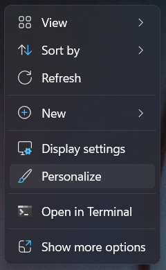 To change desktop wallpaper in Windows 11 - Open Personalize from the Right-Click Menu - OFBIT